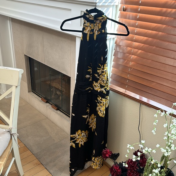 Joie Kehlani Silk Floral Halter Dress in Caviar - Picture 7 of 8